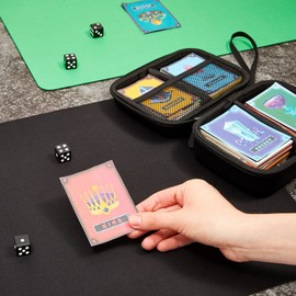 TCG Card Carrying Case, 2 Dividers, 4 Slots, 2 Game Mats, 4 Dice (Black)