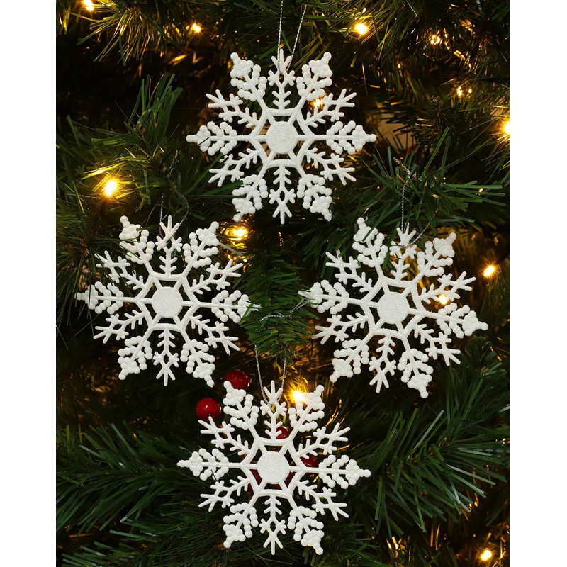Christmas Concepts® Pack of 12-10cm Glitter Snowflake Hanging Decorations -