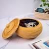 Hand-Woven Round Rattan Storage Basket with Lid – 8.6x5.1 Inch
