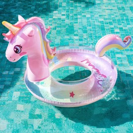 Adult Cute Unicorn Shaped Swim Ring, Diameter 32.3 inches (82 cm), Cute Float, Summer Vacation, Water Play, Beach, Beach, Swimming Pool, Outdoor, Sea Float (Pink)