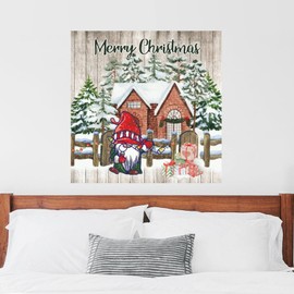Farm Winter Snowy Gnome Xmas Tree Room Stickers Merry Christmas Gnome Winter Farmhous Removable Wall Sticker for Woman Girls Bedroom Living Room Bathroom 22 Inch