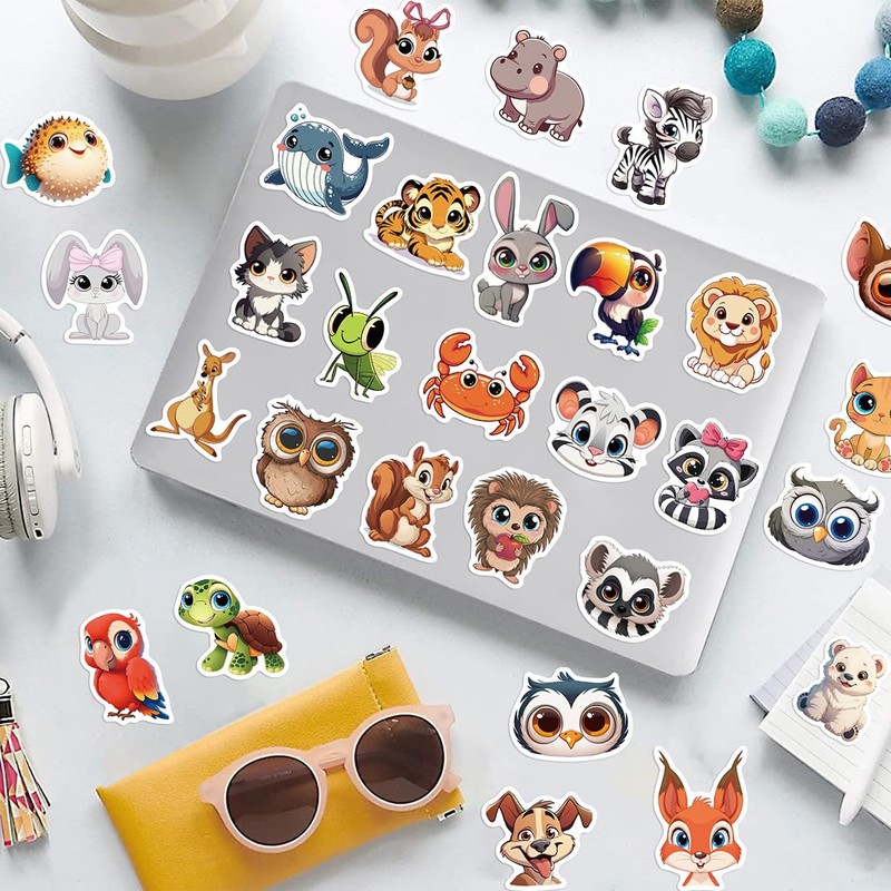 210PCS Holographic Animal Stickers for Adults - Cute Big-Eye Animal