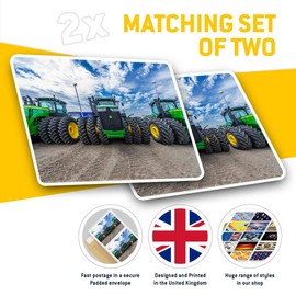 Rectangle Stickers (Set of 2) 10cm - Green Farm Tractors Farmer Fun Decals for Laptops,Tablets,Luggage,Scrap Booking,Fridges, #15545