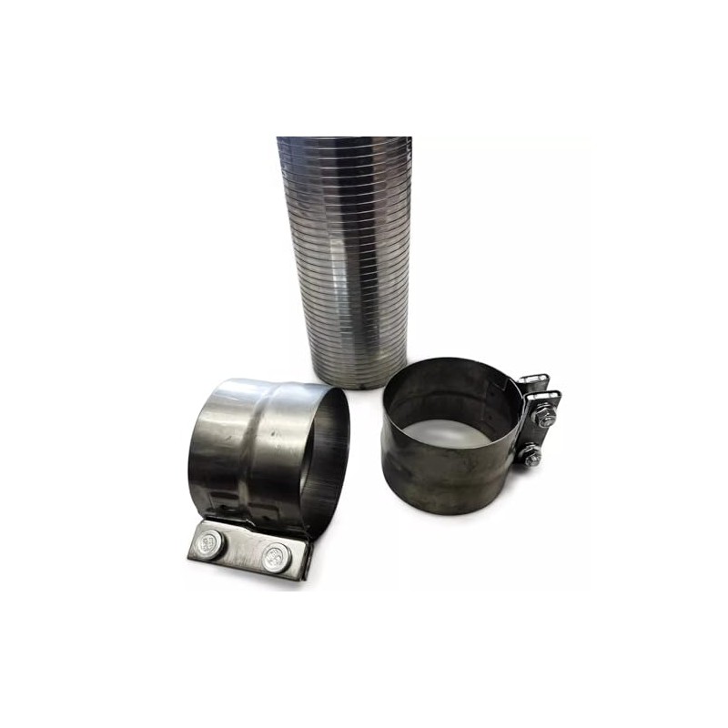 Stainless Steel Flexible Exhaust Flex Pipe w/Band Clamps - 5"