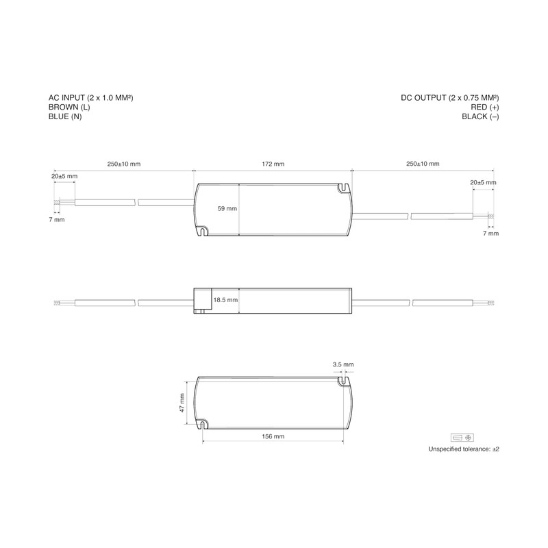 illuburg LED Transformer 24 V 60 W Waterproof IP44 Flat