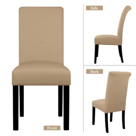 Lellen Dining Chair Covers Set of 2, Stretch Chair Covers Dining Chair Slipcovers Removable Washable Reusable Home & Kitchen Decor Protector Dining Room Chair Covers,Camel