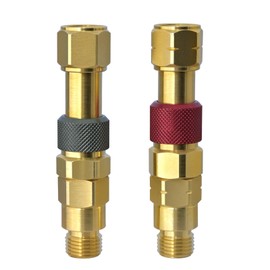 Upgraded QDB10 Torch to Hose Quick Connect Set, Quick Connect Set for Torches with check valves, Brass construction color coded for safety, oxygen/green, fuel gas/red