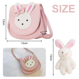 NINVVS 1 mini rabbit messenger bag, shoulder bag, PU leather handbag, adjustable shoulder strap, with 1 one-piece rabbit pendant, suitable for dating, shopping, hiking girls (pink)