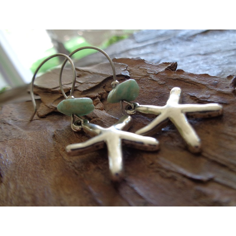 (Almost) real large starfish earrings on long hooks