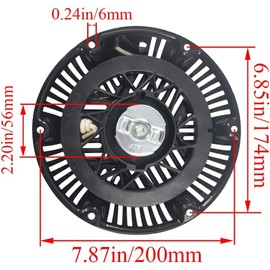 WOTIAN Recoil Starter 797747 Compatible with B&S Pull Start Assembly 797747 for 420cc Generator Black 6 Holes with 160cm Rope