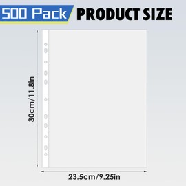 Cptoion 500 Pack Clear Page Protectors, A4, Top Loading