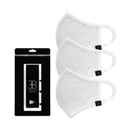 SERAO Mask, Set of 3, Washable Mask, Cotton Mask, Unisex, Cloth Mask, Non-stuffy, 3D Cutting, Elastic, Reusable, Pollen Protection, Splash Prevention, 38 Colors (White)