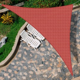 Goleray 21'x24'x32' Sun Shade Sail Right Triangle Canopy Patio Cover Fabric Cloth UV Block Sunshade Awning for Outdoor Backyard Garden Deck Carport, Red