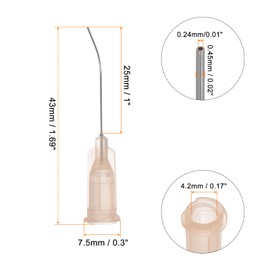 HARFINGTON 12pcs Blunt Tip Dispensing Needles, 26 Gauge 45 Degrees Bent Dispensing Tips 1" End Angled Dispenser Needle with Luer Elbow Blunt Needle for Oil or Glue Applicator, Light Yellow