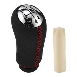 JSCARLIFE Car Gear Knob, 5-Speed Car Shift Knob Fit for R-enault Clio Megane 2 Scenic Kangoo Car Gear Shift Knob Upgraded ABS and Leather Gear Stick Knobs (Black)
