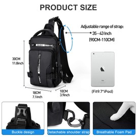 Small Black Sling Crossbody Bag for Men Women, Tactical Backpack Shoulder Daypack Mini Anti-Theft Motorcycle Chest Bags, Small One Strap Backpack for Casual Travel Hiking Outdoor Sports