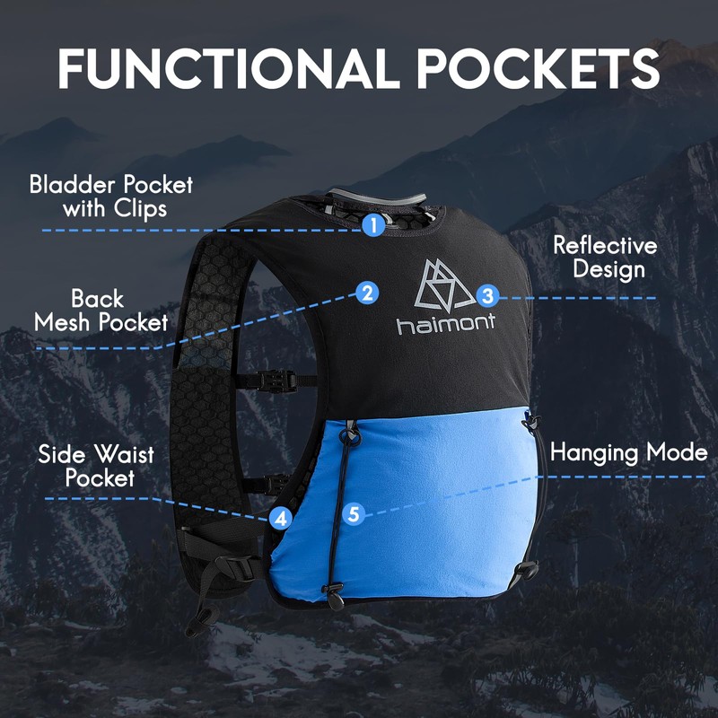 Haimont Hydration Running Vest with 2 Soft Flasks for Hiking