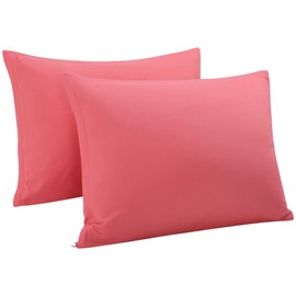 sourcingmap 100% Egyptian Cotton Pillowcases 2 Pack, 300 Thread Count Hotel Quality Pillow Cases with Zipper Closure Super Soft and Breathable Bed Pillow Cases Coral Pink 50 x 75cm
