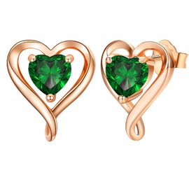 LAVUMO Sterling Silver Earrings for Women Silver Gold Rose Gold Stud Heart Earrings Set Hypoallergenic Jewellery for women Birthday Anniversary Christmas Valentine Gifts for Her