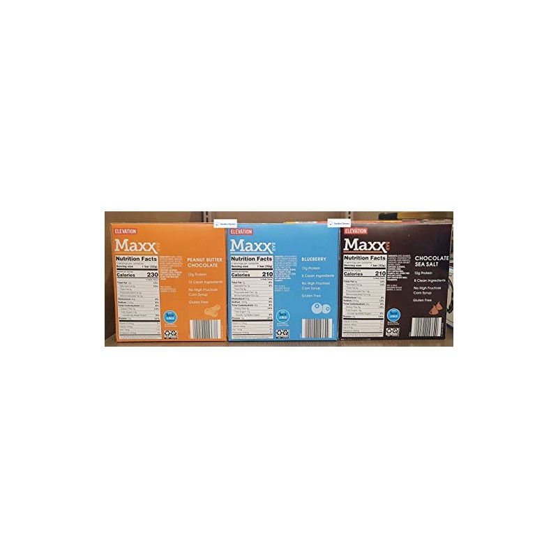 Elevation Maxx Bar Peanut Butter Chocolate, Blueberry, Chocolate Sea Salt