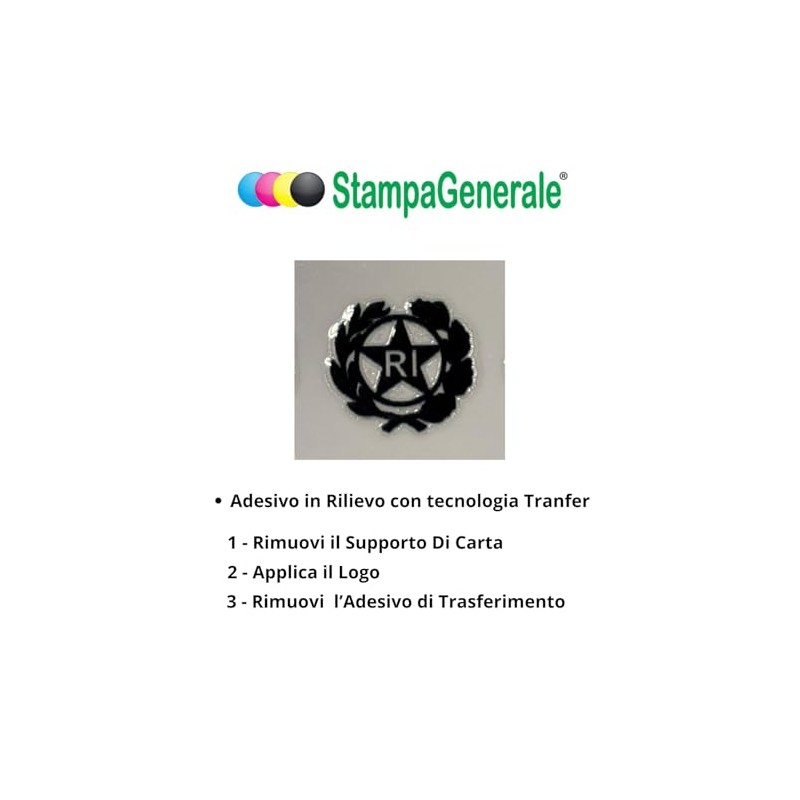 StampaGenerale® Bollino Logo RI (13mm) PVC Effetto 3D Adesivo Transfer