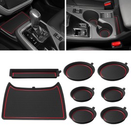 SENSHINE Cup Holder Insert Liner for Subaru Crosstrek Impreza Accessories 2024 2025 Center Console 3D Silicone Cup Holder Mat Pad Premium Interior 8Pcs Set (Red Trim)