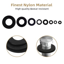 QTEATAK 510 Pcs Black Nylon Flat Washer Assortment Kit for Electrical Connections on Household & Commercial Appliances, (M2 M2.5 M3 M4 M5 M6 M8 M10)