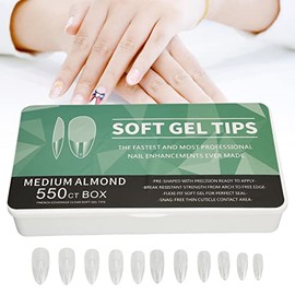 YUYTE Uñas Postizas Semitransparentes Ultrafinas Sin Tallar, Esmeriladas Transparentes Ultra Semiesmeriladas Para Bodas, Citas y Fiestas (Almendra) 1.