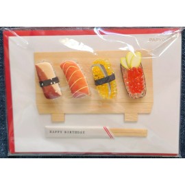 PAPYRUS 3D SUSHI SASHIMI ROLL CHOPSTICKS BIRTHDAY CARD