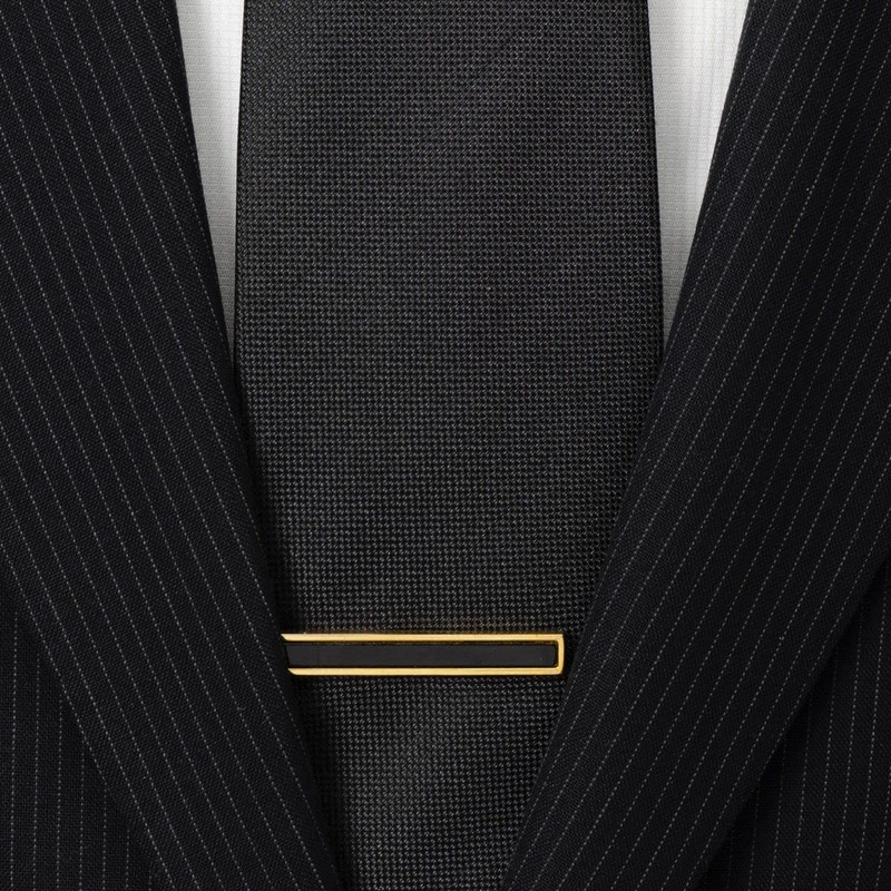 Ox and Bull Trading Co Gold Onyx Tie Bar Clip