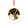 CafePress Nightflight/Brindle Greyhound Round 4" MDF Holiday Ornament