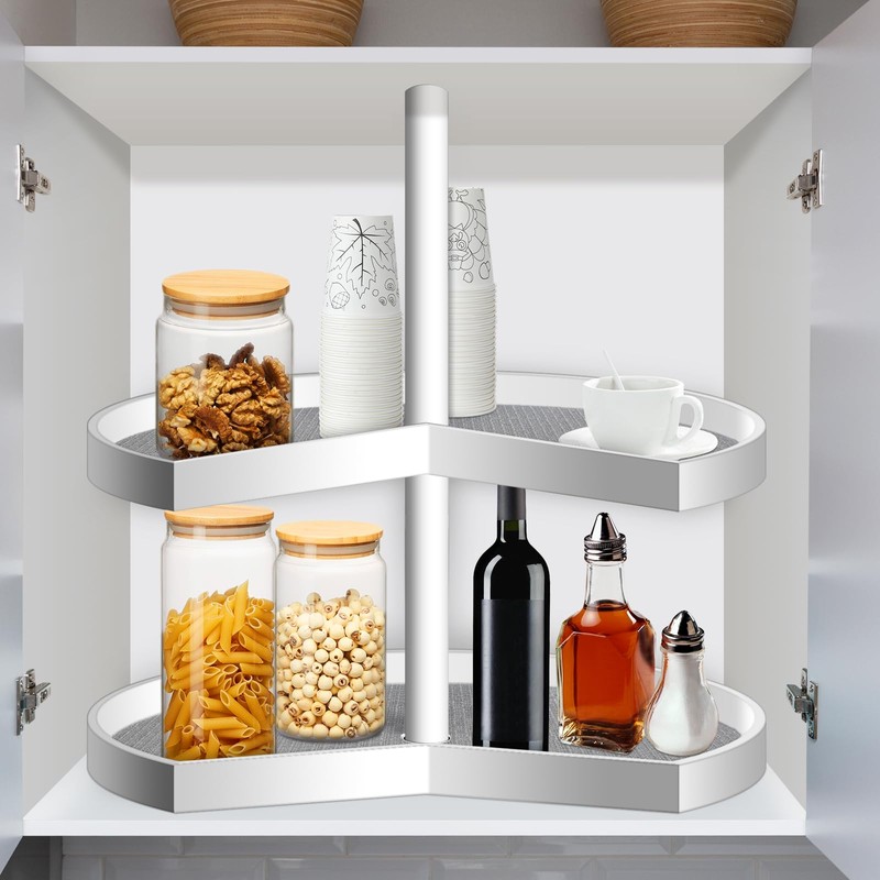 Frienda 2 Pcs Lazy Susan Shelf Liners - Non Adhesive,