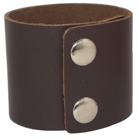 AZYOUNG Men's Black Brown White 5cm Wide Leather Bracelet Two Rows of Buckles Wristband Cuff Bangle,Length:23cm (Brown)