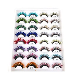 Braiton 4 Pares De Pestañas De Purpurina De Color, Pestañas Postizas Hechas A Mano De Imitación Esponjosas, Maquillaje De Festival, Pestañas Postizas De Cosplay,F