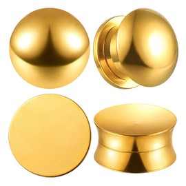 BOKABOO 2 Pairs Selling Stainless Steel Ear Gauges Plugs and Tunnels, 9/16 Ear Gauges for Women, Gold Arc and Concave Design Surgical Steel Ear Stretcher Expander Body Jewelry
