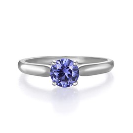 Ladies Sterling 925 Fine Silver Brilliant Cut 0.75 Ct Tanzanite Solitaire Ring (M)