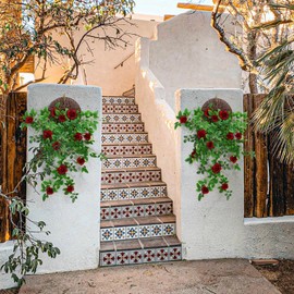 RIDDSEE Artificial Hanging Flowers Roses - 35x28inch 2Pack Red Silk Floral Garland Ivy Greenery Faux Flower Vine with Branches for Wall Arrangement Home Room Garden Wedding Arch Decoration