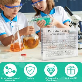 Acrylic Periodic Table Display with 83 Real Elements Inside, Acrylic Periodic Table with Elements Samples, Periodic Table Display with Elements Chemical Elements Display Decoration