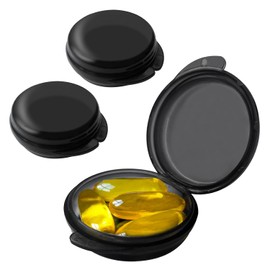 Estuche pequeño para píldoras (3 unidades), organizador de píldoras diario portátil para bolsillo de bolso, pastillero de viaje, caja de almacenamiento de medicinas, estuche para tapones para los oídos (negro)