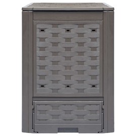 ZJMTOCYU Garden Composter 79.3 Gallon with Split Lid and Ventilation Holes, Weather-Resistant Plastic Rattan Look, 23.6" x 23.6" x 32.7"