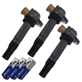 IC2 Ignition Coil & DK7RTC Plug Set of 3 Pieces, Refer to Compatible Car Models