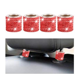 BELOMI Car Headrest Collars, 4 Pack Collar Rings for Auto Head Rest, Bling Crystal Decors, Diamond Ice Interior Decorations, Rhinestone Automotive Seat Accessories for Trucks SUVs (Red)