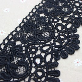 IDONGCAI Venice Lace Trim – Black Floral Embroidered Lace Ribbon, 3.5 Inch Wide DIY Sewing Craft Trim for Bridal, Wedding, Doll Clothes, Home Decor & Gift Wrapping