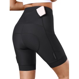 BERGRISAR 4D Padded Cycling Shorts Women Road Bike Bicycle Spinning Shorts with 3 Pockets Black Small