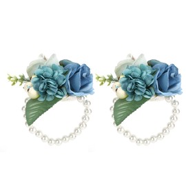 Juego de Ramillete de Flores de Muñeca, Pulsera de Boutonniere Flores de Mano para Decoración de Boda Fiesta Traje de Graduación