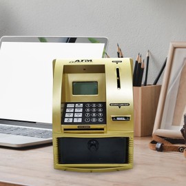 Perfeclan Mini ATM Money Bank Money Box Electronic Money Box Small Money Box for Boys and Girls Age 3 4 5 6 7 8 Years Gold