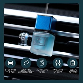 Automatic Car Diffuser With 3 Bottles Essential Oil, Air Freshener, Auto On/Off, Natural Plant Aromatherapy (Lavender, Vanilla, Ocean), USB, Long Lasting Fragrance for 60 Days, High-Grade Packing