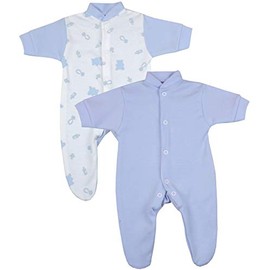 BabyPrem Premature Baby 2 Pyjamas Romper Premature Baby Clothing Boys Teddy 0-50 cm, blue