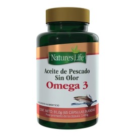 Cápsulas X65 Aceite De Pescado Sin Sabor Omega 3 Natures Life