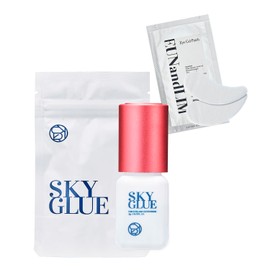 Sky Glue 2024 Sky Glue for Eyelash Extensions S+ 5ml Professional Black Eyelash Extension Adhesive 1-2s Fast Drying 6-8 Weeks Lasting time with 2 Eyepatches [ EUN and LIM ] (2)